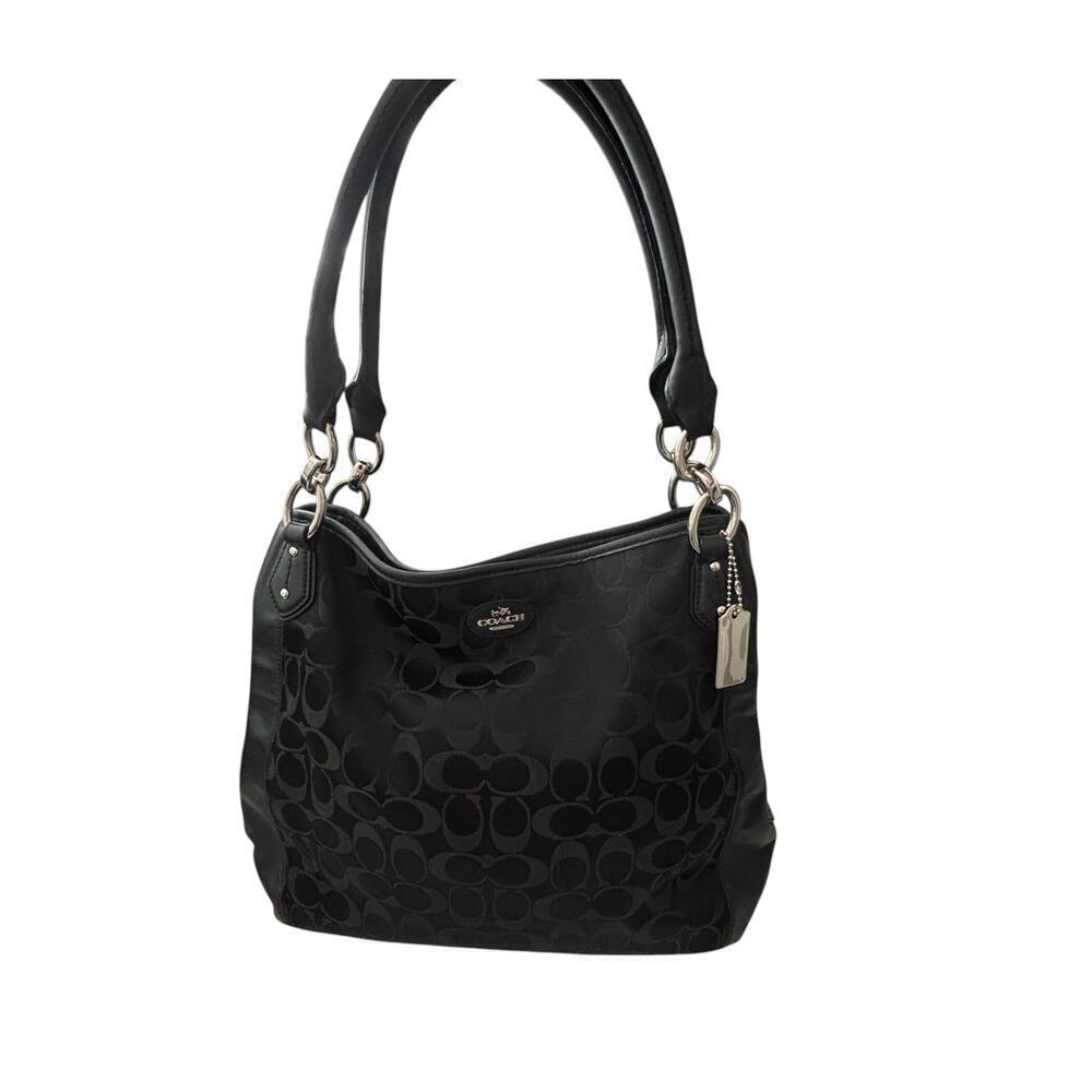 Coach Colette Signature Hobo Bag Rare Retired Black Silver Hardware - Picture 13 of 13